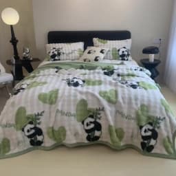 Cute Giant Panda Fluffy Fleece Blanket Fall Winter Thick Warm Faux Rabbit Fur Bed Blanket Plush Sofa Throw Cover Soft Bedspread
