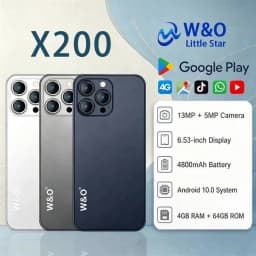 W&O X200 4G Global Version Smartphones Android 10 6.53'' 4GB RAM+64GB ROM Dual SIM 4800mAh 13MP Camera 128GB TF Mobile Phone