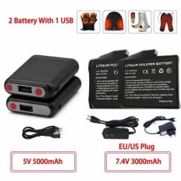 Winter Heated Socks Batteries 7.4V 3000mah/5V 5000mah Li-Polymer Battery Packs for Warm Gloves Clothes Hat Charger Power Bank