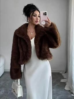 Short Coat Women Faux Fur Fox Coats Jackets Casual Coat Thick Warm Y2k Streetwear Jacket Elegant Work Outerwear Autumn Winter