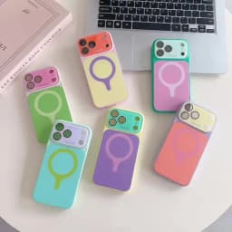 Candy Color Contrast for Magsafe Case for iPhone 18 17 Pro Max 16 15 14 Magnetic Camera Film Protector Large Window Cover