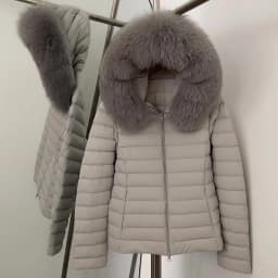 OFTBUY Goose Down Real Fox Fur Collar Lightweight Quilted Zip Up Clothes New Winter Puffer Coat Women Short Hooded Down Jacket