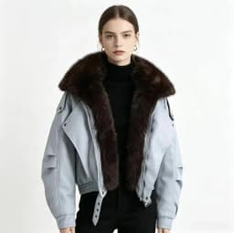 2026 High-quality Leather Jacket New Women's PU Black Leather Coat Winter Fur Collor Short Puffer Parkas Fur Outwear