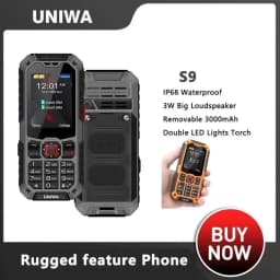 UNIWA S9 4G Feature Phone 2.4Inch Screen IP68 Waterproof Big Loudspeaker Large Buttons LED Light 3000mAh Mobile Phone