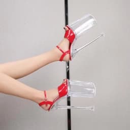 SDTRFT Glowing Crystal Sandals Women Summer Transparent Platform 26cm Thin High Heels Model Catwalk Pole Dance Shoes Big Size