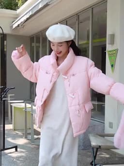 Korean Sweet Short Down Cotton Jacket for Women Stand Collar Toggle Button Puffer Parkas Woman Loose Candy Color Padded Jacket