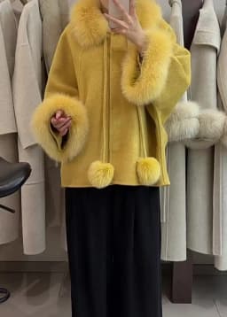 OFTBUY Women's Short Wool Coat Real Fox Fur Collar Cuffs Pom Pom Drawstring Woolen Clothing New Winter Warm Elegant Outerwear