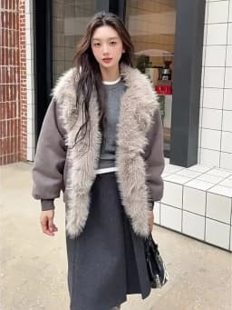 2026 Fashion Down Cotton-padded Jacket Women's Winter Coats Long Fur Collar Short Parkas Thicken Warm Streetwear Loose Outerwear