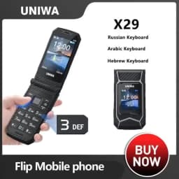 UNIWA X29 Flip Mobile Phone Big Push-Button Clamshell Cellphone Senior Dual Sim Support MP3 MP4 2.1BT Russian Keyboard Phone