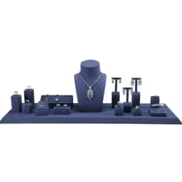 Blue Jewelry Display Stand Set Modern Ring Earring Bracelet Mannequin Holder for Boutique Counter Retail Wholesale
