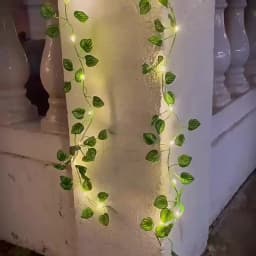 LED Artificial Green Rattan Leaf Fairy Lights String Battery Powered Wedding Garland Ramadan Outdoor Garden EID Room Decoration