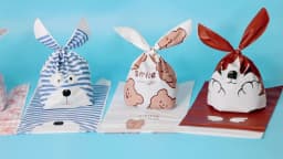 25pcs Animals Rabbit Ear Bags Birthday Party Candy Gift Jewelry Bags Baking Packaging for Biscuit Kids Cookie Plastic Pouches