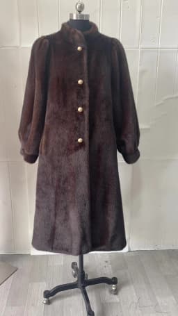 Nerazzurri Winter Long Thick Warm Soft Fluffy Brown Faux Mink Fur Coat Women Single Breasted Elegant Luxury Designer Clothes
