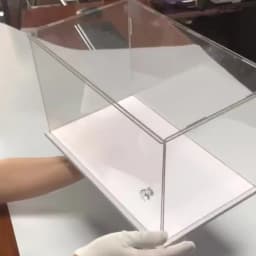 1pc Clear Acrylic Display Case,Display Box Stand with White Base,with Door, Dustproof Protection Showcase for Collectibles