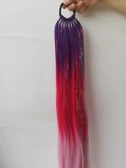 Purple Red Pink Tinsel Ponytail Extension with Elastic Hair Tie Synthetic Braiding Hair For Kids Girls Crazy Hair Day Brave Hair