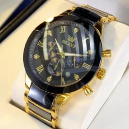 OLEVS Men's Watches Original Quartz Watch for Man Waterproof Luminous Ceramic And Steel Strips Wristwatch Male Moon Phases