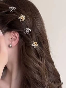 2/4pcs Mini Metal Hair Claw Clip Gold Silver Flower Geometric Clamps Grab Shark Clip Ins Korean Girls Women Hair Accessories