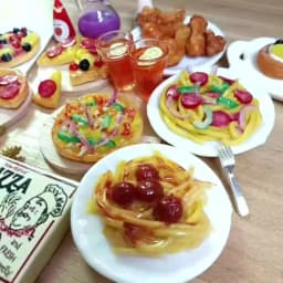 1/6 Scale Dollhouse Miniature Pizza Chicken Fried Chips Juice Mini Fast Food for Blyth BJD Doll House Kitchen Play Accessories
