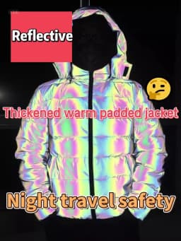 Winter Jacket Men Thick Rainbow Reflective Jackets Parka Coat Fashion Young Hip Hop Loose Jacket Streetwear Outwear Men Clothes