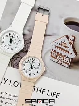 SANDA 9072 Students Watches New Design Soft TPU Strap Water Resistant Quartz Movement Outdoor Sports Analog Wrist Watch