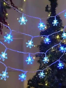 80/40/20/10 LED Christmas Fairy Light String USB Battery Box Powered Snowflake Light String New Year Decorative Light