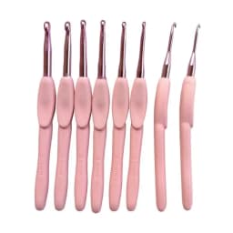 Aluminum Ergonomic Crochet Needles Set, Soft Rubber Grip, Cushioned, 2.0-6.0mm, 8Pcs