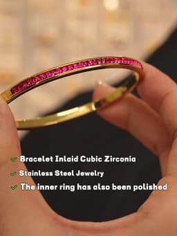 Yhpup Two Shape Round Square Colorful Cubic Zirconia Stainless Steel Bracelet Bangle Luxury Fashion Women Jewelry Bijoux