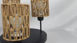 Woven Rattan Chandelier 3-Light Boho Ceiling Lamp Semi Flush Mount Lighting for Dining Kitchen Hallway Office Decor