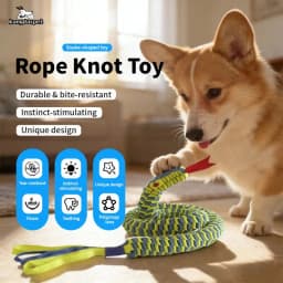 Durable Snake Shaped Dog Rope Toy Interactive Floating Pet Chew Toy for Teething Training Tug of War 3 Sizes