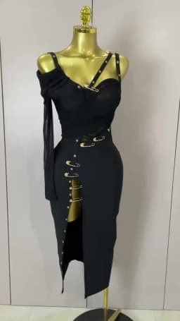 2025 New Chic Elegant Pin Split Sexy One Shoulder Bandage Long Dress Women Evening Party Club Luxury Birthday Dresses Vestidos