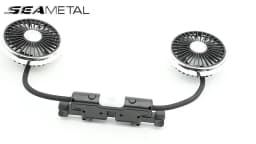SEAMETAL Car Cooling Fan 360 Adjustable Dual Head Car Fan Low Noise Automotive Electric Fan Type C Charge for Dashboard RV Truck