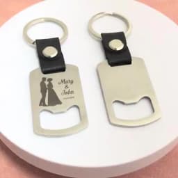 Custom Bottle Opener Name Date Keychain Laser Engraved Steel And Leather Keyring Holy Communion Baptism Wedding Gifts For Guests