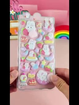 2PCS Cartoon Sticker 3D Puffy Squishy Stress Relief Rabbit Capybara Bear for Phone Case Laptop Decoration Journal DIY Collage Ch