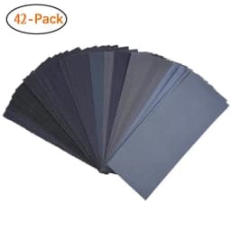 42Pc Wet Dry Sandpaper 120 To 3000 Grit Assortment Abrasive Paper Sheets For Automotive Sanding Wood Furniture Finishing 23*9 cm