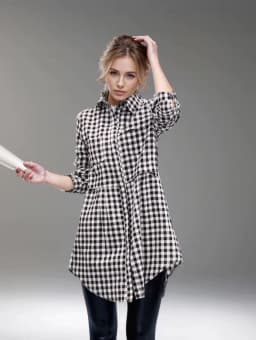 Plus Size New Korean Fashion Blouses Plaid Button Solid Midi Autumn Shirt Female All-match Loose Long Sleeve Polo-Neck Blouse
