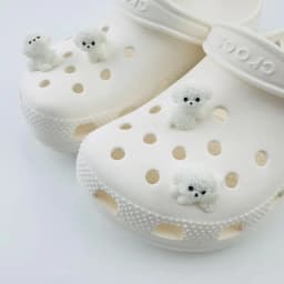 4PCS Shoe Charms Set Accessories Hole Shoe Buckle Cute White Luminous Puppy ABS Shoes Decorations for Sandals Beach Bag DIY Gift
