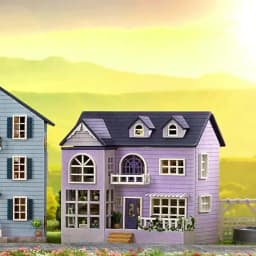 DIY Mini Wooden Doll House Assembly Building Model Pink Princess Villa Architecture Kit 3D Puzzle Dollhouse With Furniture Gifts
