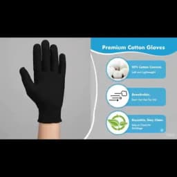 6-12Pairs Black Cotton Gloves Soft Moisturizing Overnight Eczema Cloth Gloves Stretch Washable Jewelry Inspection Working Gloves