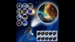 LED Galaxy Projection Light 1 Light+10 Pictures Change, LED Galaxy Projector, Starry Sky Lighting Night Light