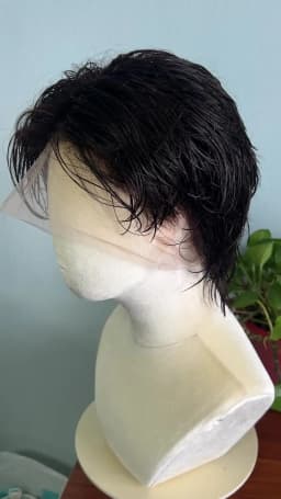Hesperis Men's Wig Real Human Hair Pre Style Transparent Lace Male Wig Men's Glueless Full Lace Hair System Replacement Cut Wigs