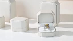 Oirlv Single and Double Ring Box PU Leather Wedding Jewelry Box Organizer Case Gift Jewelry Ring Box for Engagement Customizable