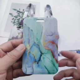 Marble Pattern Lanyard ID Badge Card Holder Office Worker Cardholder Cover Credit Card Case Card Protector Christmas Gift