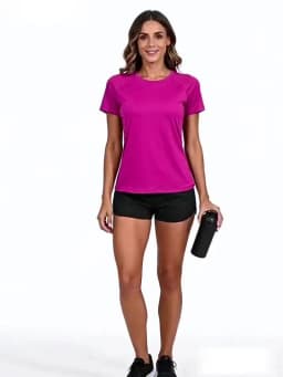 Women’s Quick Dry Short Sleeve Resilience Gym Sports Moisture Wicking Round Neck T-Shirt Training Exercise Gym Sport Shirt