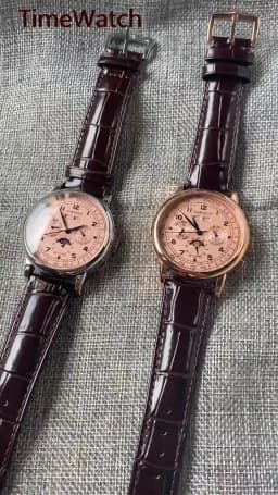 Corgeut 42mm Automatic Men's Watch Date Day Month Year Salmon Dial Multifunction 316L Leather Strap Polished Case Day Night