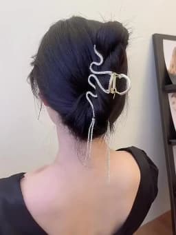 11.5CM Extra Big Metal M Desige Diamonds Tassel Chain Hair Claws Silver Barrettes Hairpins Hair Clips Woman Hair Accessories