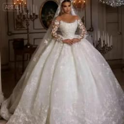 Customized Luxury Wedding Dresses Long Sleeves Sequins Beads Sheer Neck Appliques Glitter Tulle Bride Gowns Vestido