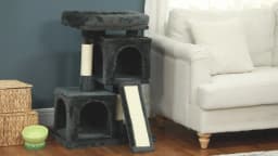 PawHut Cat Rest & Play Activity Tree w/ 2 House Perch Scratching Post