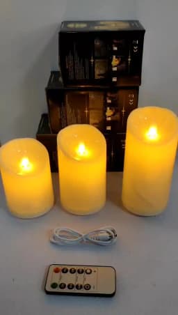 1 or 3 Pieces USB Charge Remote Control LED Decorative Moving Wick Candles,10/12.5/15 cm Rechargeable Dancing Church Candles