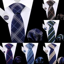 Business Tie For Men Set Necktie Cufflink Classic Handkerchief Suit For Wedding High Quality Stripe Tie Set Formal Gravata Gift