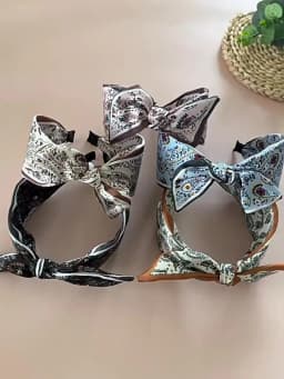 2-Pack Vintage Cashew Flower Bow Headbands, Gentle and Elegant Style, Suitable for Matching with Shirts/Dresses, Daily Outings,